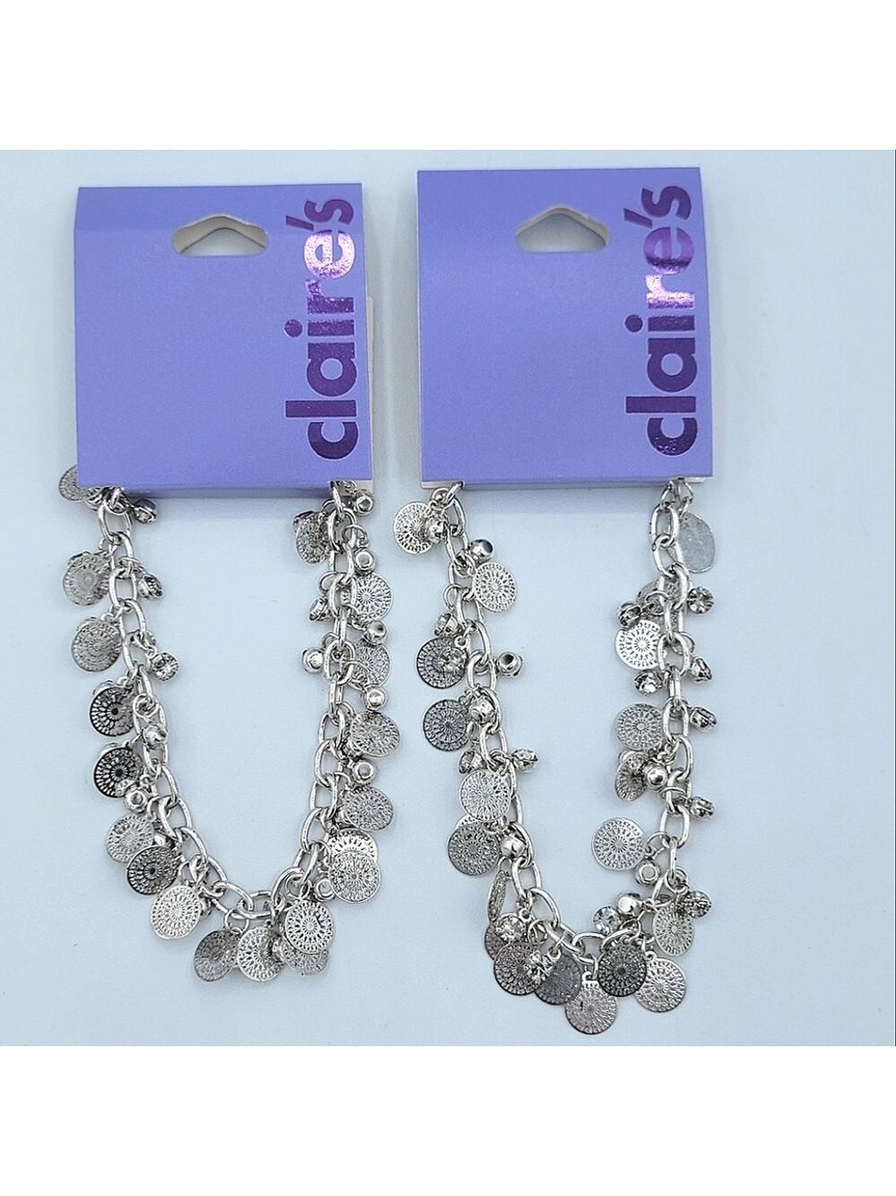 Claire's Silver Charm Bracelet Set NEW #0008